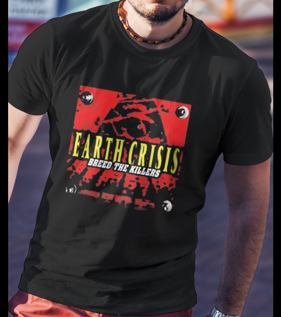 Earth Crisis Breed The Killers Yellow Text Red Background T-Shirt