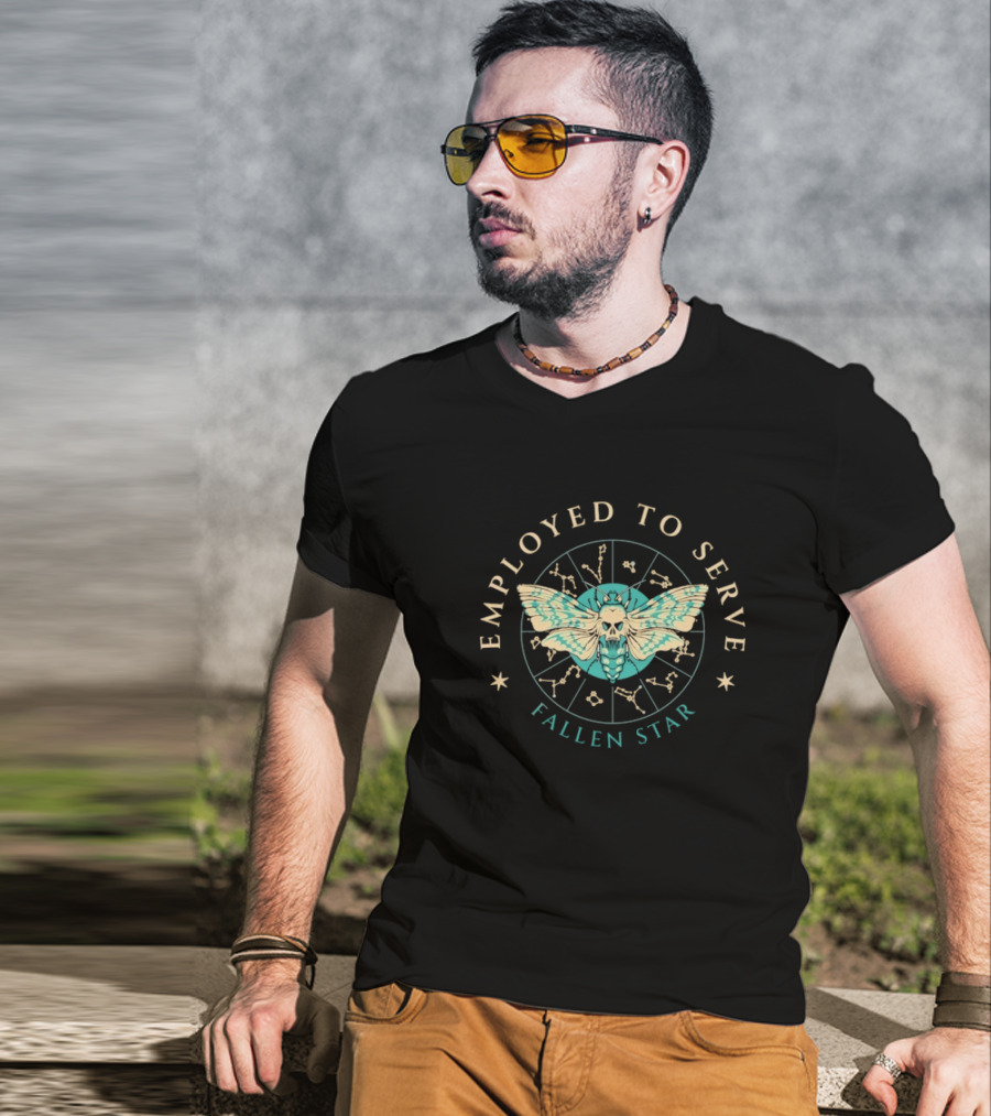 Employed To Serve Fallen Star Moth Astrology Circle T-Shirt