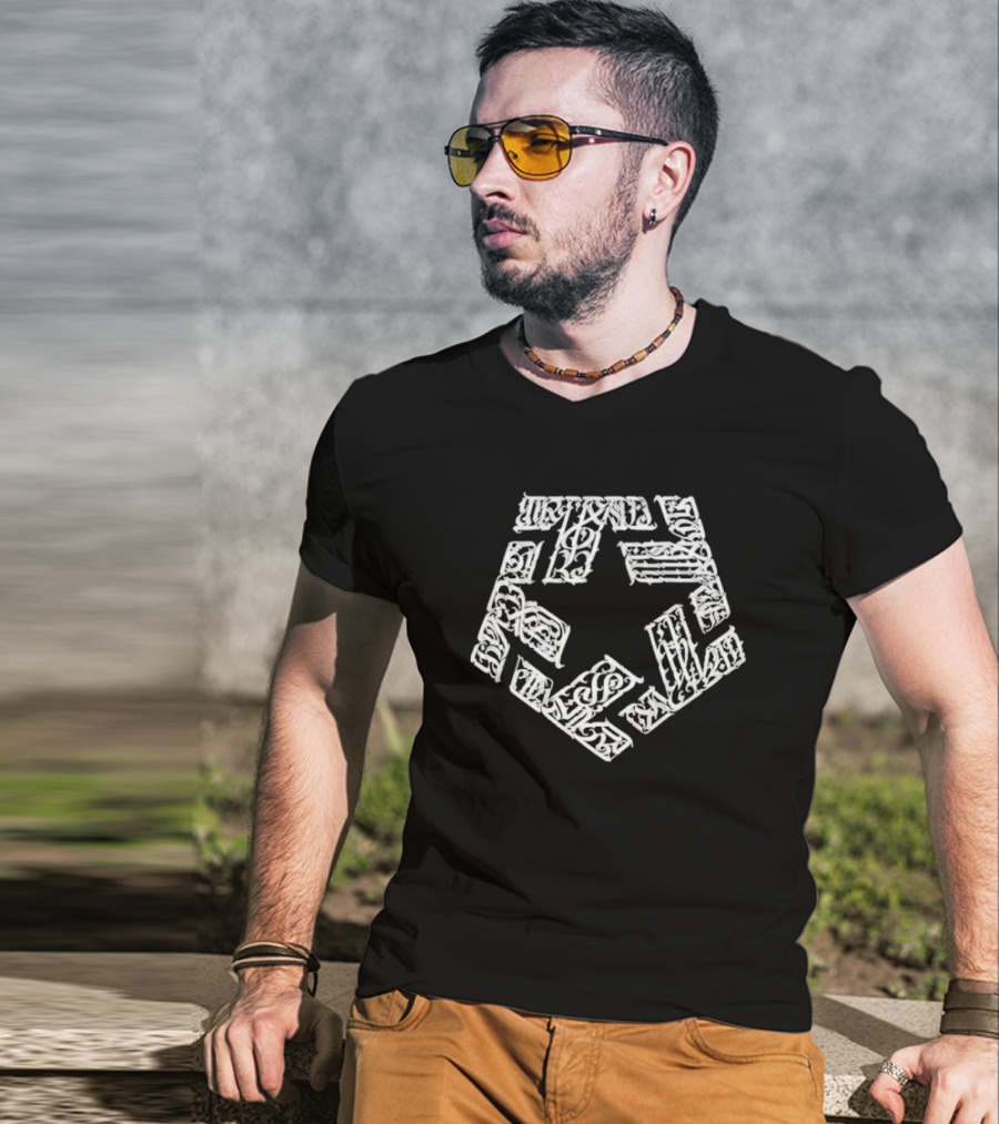 Enemigo Star Tribal Gear Symbol Geometric Block Pattern T-Shirt
