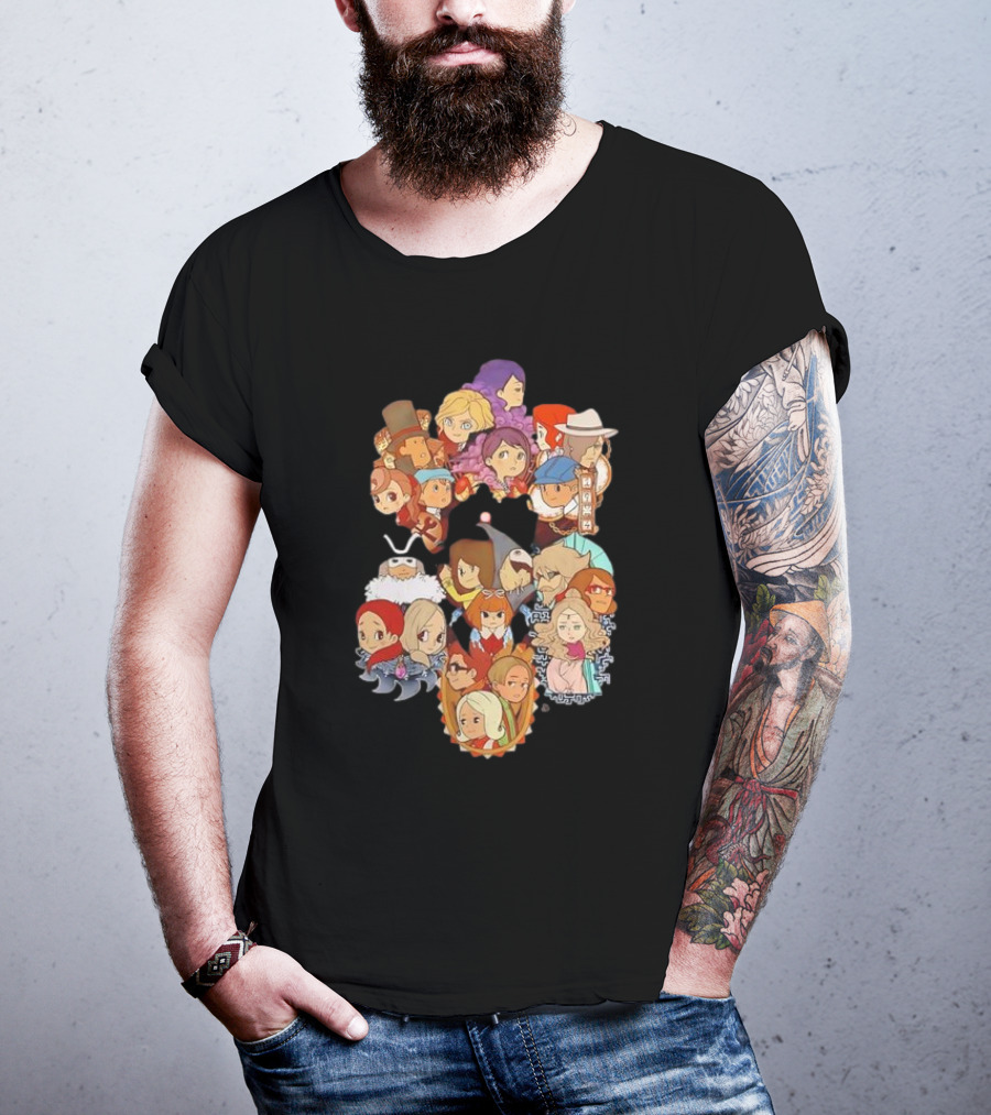 Professor Layton Every Puzzle Has An Answer With Iconic Character Collage T-Shirt