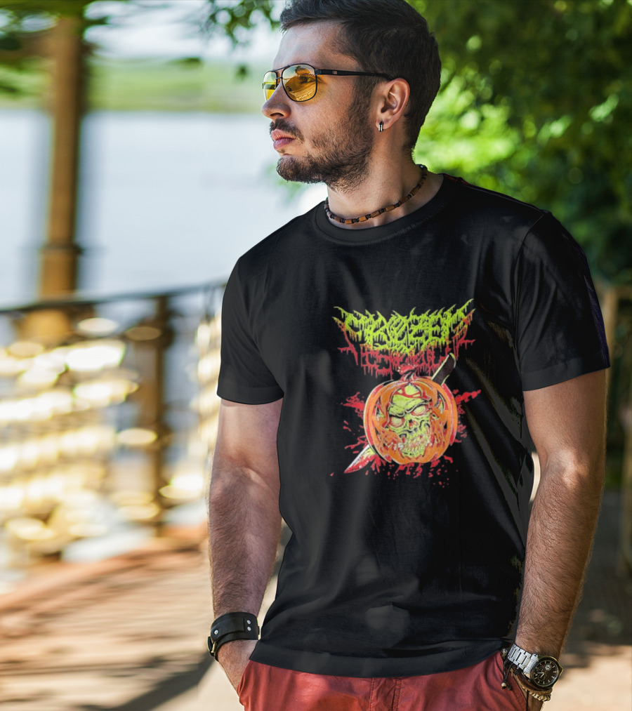 Frozen Soul Pumpkin Skull Knife Horror Graphic T-Shirt