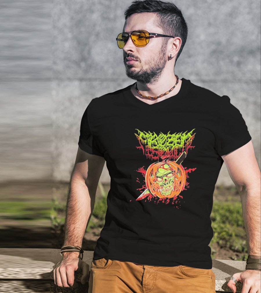 Frozen Soul Pumpkin Skull Knife Horror Graphic T-Shirt