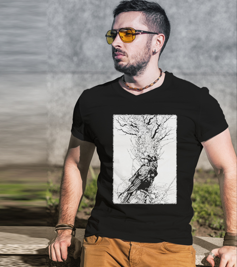 Fajar Allanda Raven Crow Art By Fajar Aeon Tree Illustration T-Shirt
