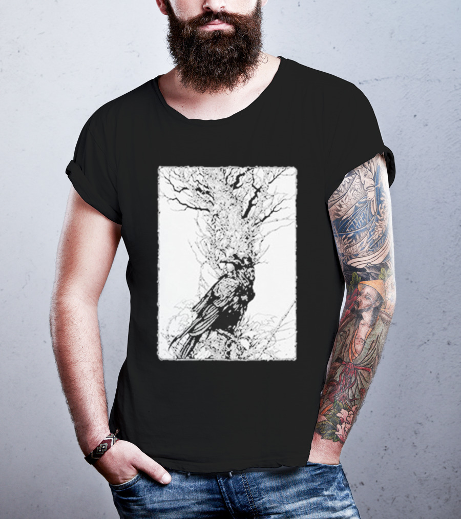 Fajar Allanda Raven Crow Art By Fajar Aeon Tree Illustration T-Shirt
