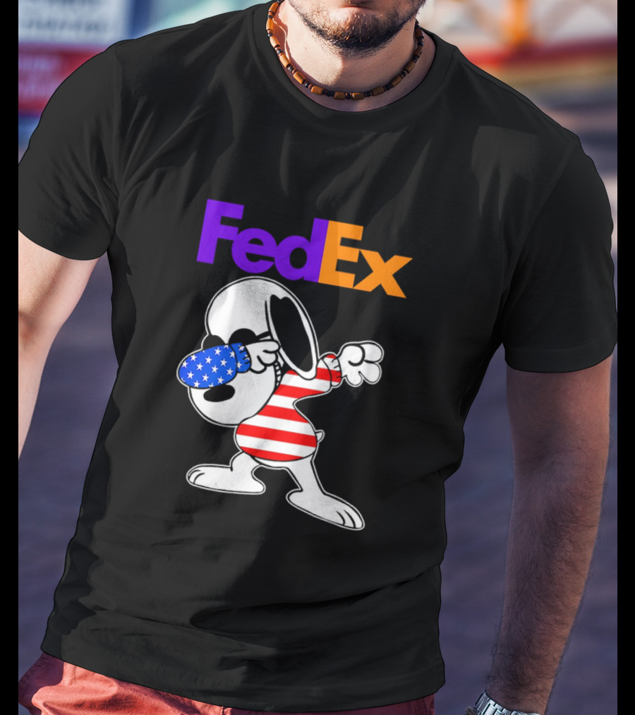 FedEx Snoopy Dabbing American Flag Icon T-Shirt