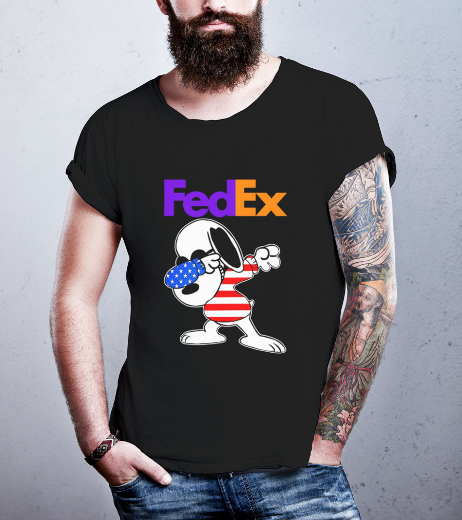 FedEx Snoopy Dabbing American Flag Icon T-Shirt