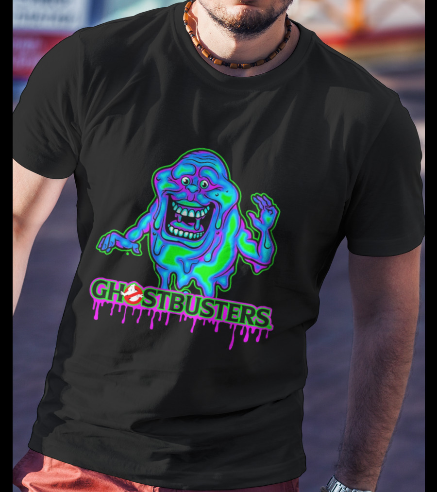Ghostbusters Slimer Neon Little Spud Cartoon Ooze Glow T-Shirt