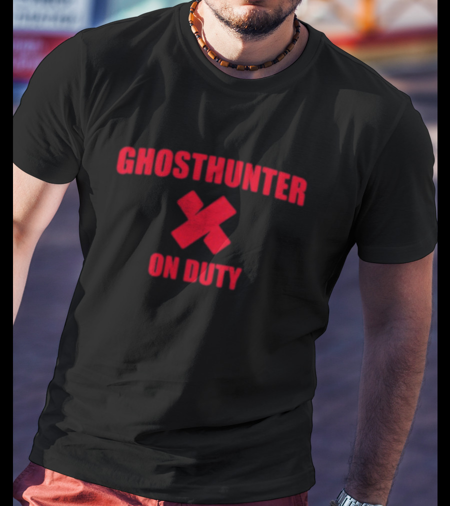 Ghosthunter On Duty Red Bold Font X Symbol T-Shirt