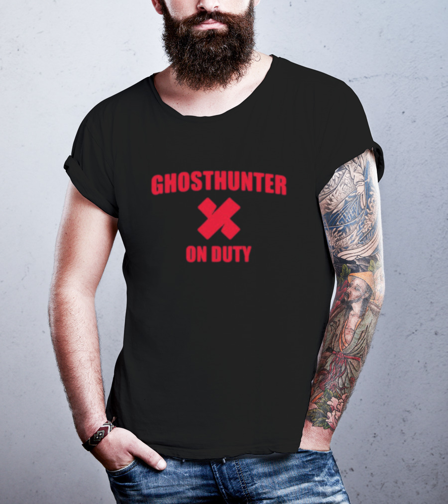Ghosthunter On Duty Red Bold Font X Symbol T-Shirt