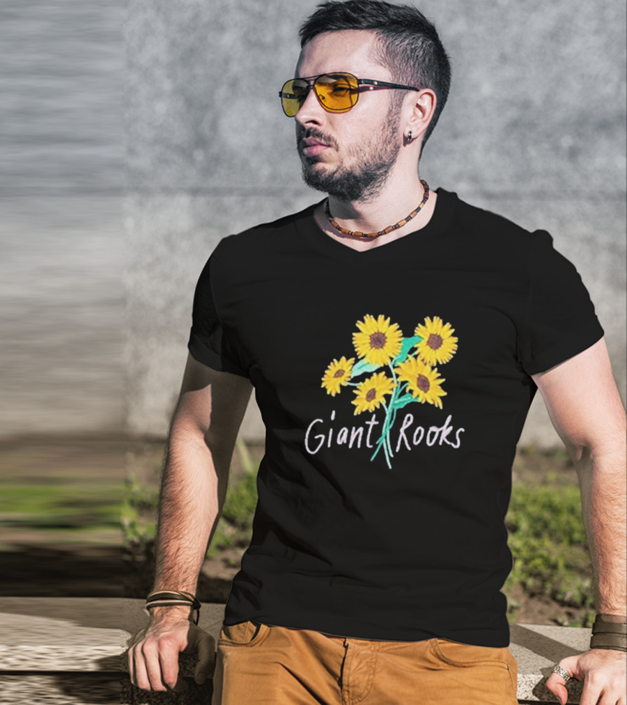 Giant Rooks Sunflower Bouquet Pink Skies T-Shirt
