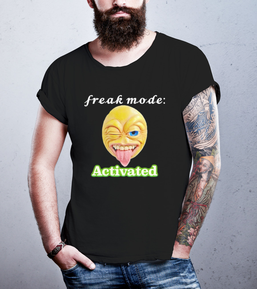 Freak Mode Activated Winking Tongue Out Emoji T-Shirt