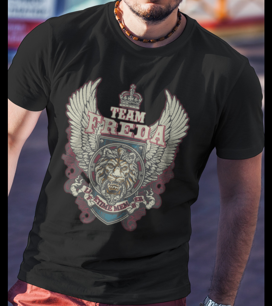 TEAM FREDA Lifetime Member Lion Crest Winged Emblem T-Shirt