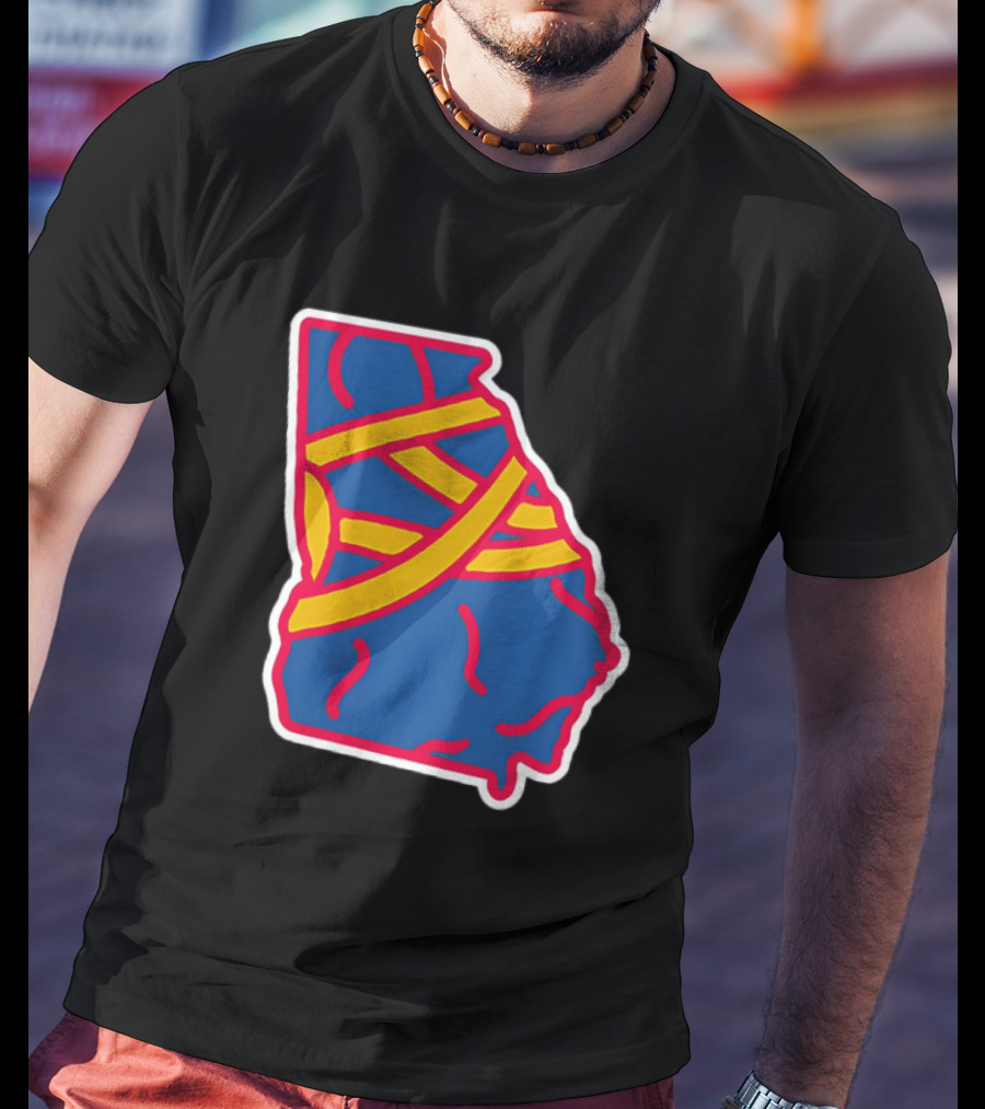 Friday Red State Stripe Atlanta Baseball Georgia Map T-Shirt