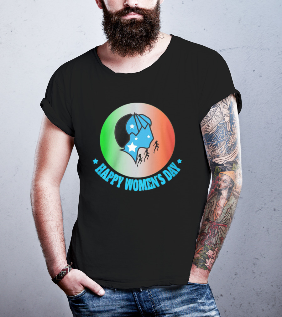 Happy Women's Day Tricolor Silhouette And Stars T-Shirt
