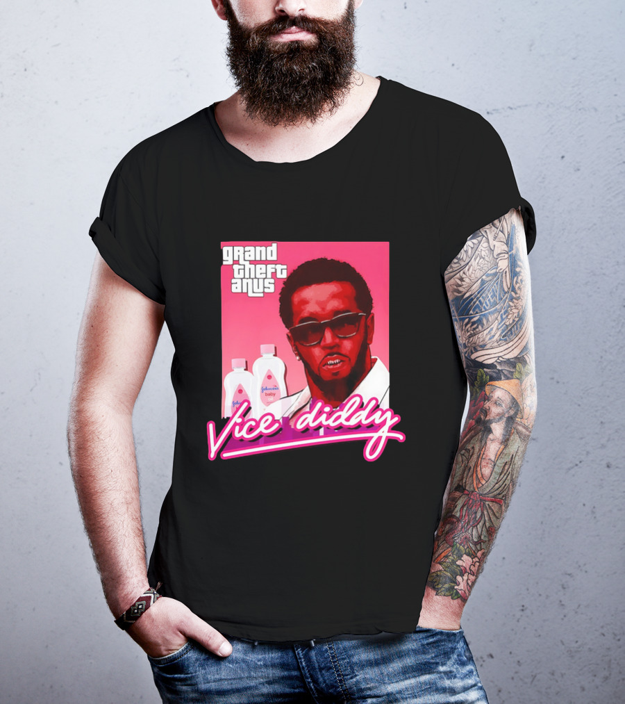 Grand Theft Anus Vice Diddy Johnson's Baby Oil Parody T-Shirt