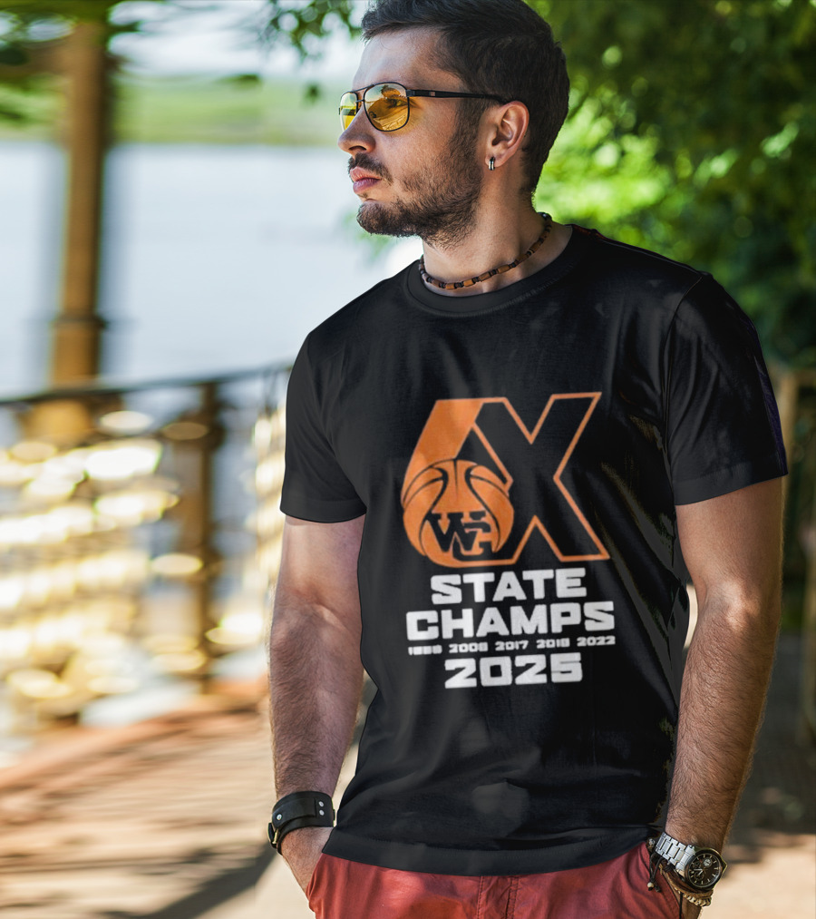 6X WG State Champs 2025 With Basketball Graphic T-Shirt