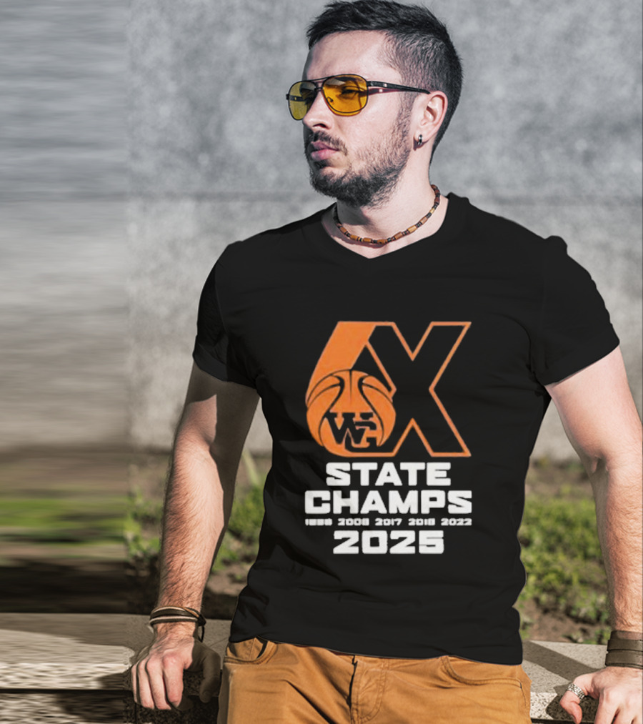 6X WG State Champs 2025 With Basketball Graphic T-Shirt
