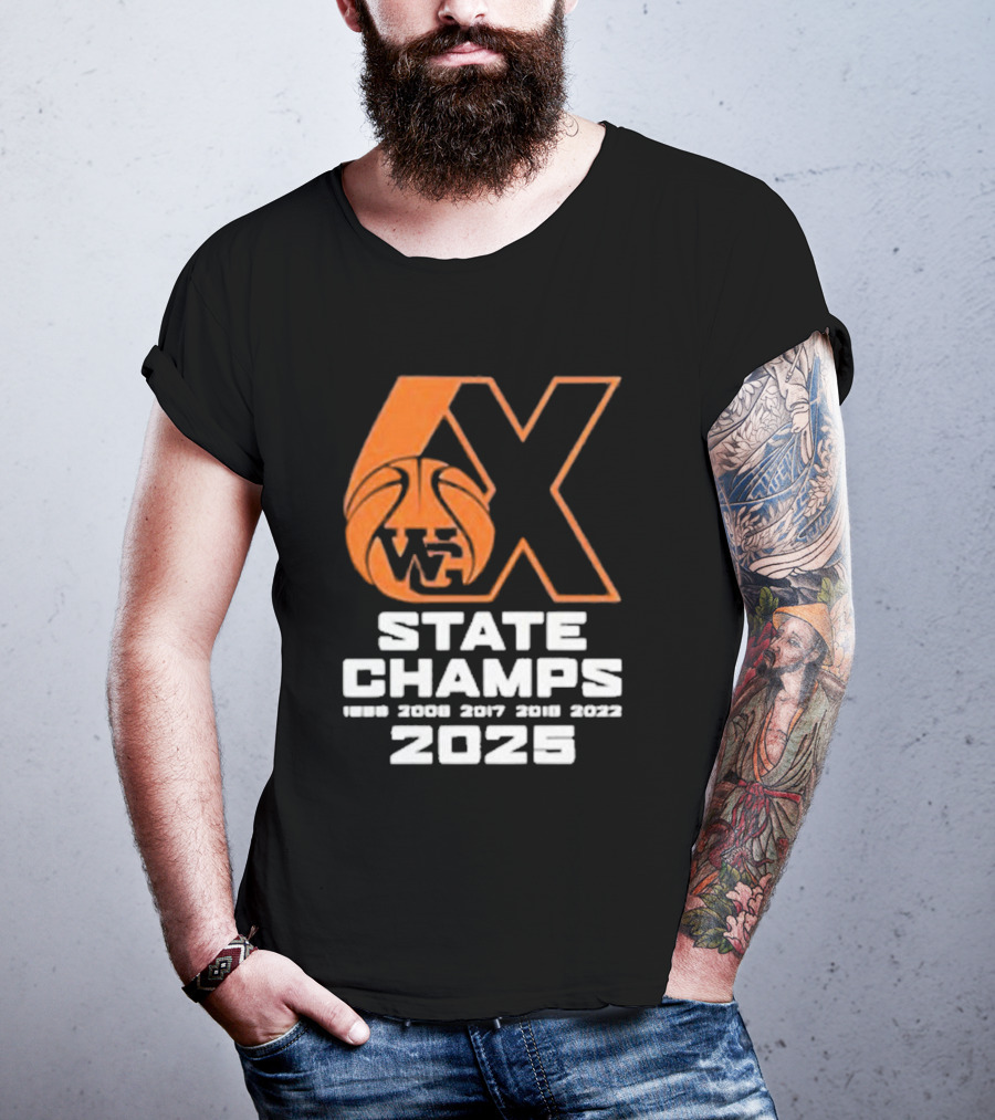 6X WG State Champs 2025 With Basketball Graphic T-Shirt