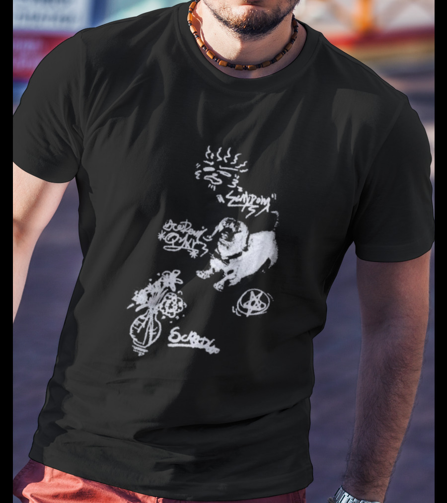 Aelfric Eden Graffiti Dog Flower Crown Art Doodle T-Shirt