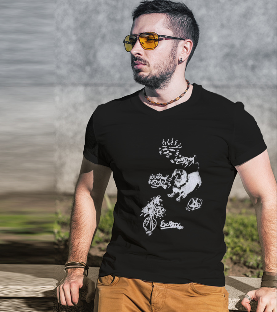 Aelfric Eden Graffiti Dog Flower Crown Art Doodle T-Shirt