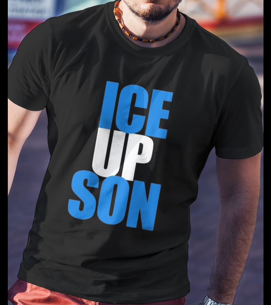 Albert Breer Ice Up Son Bold Blue And White Text T-Shirt
