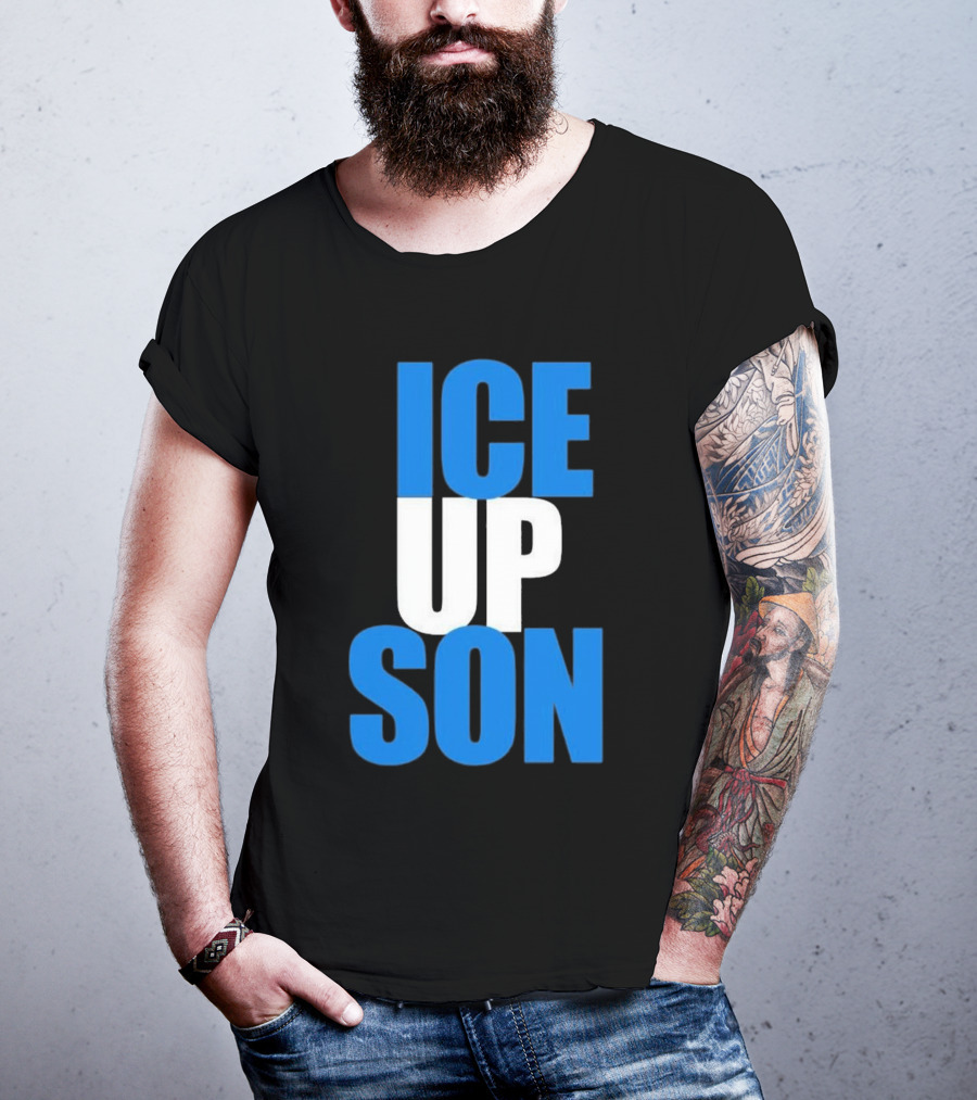 Albert Breer Ice Up Son Bold Blue And White Text T-Shirt