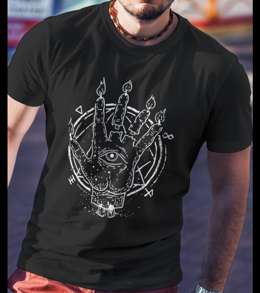 Aleister Black Candle Hand Symbol With Eye And Circle T-Shirt