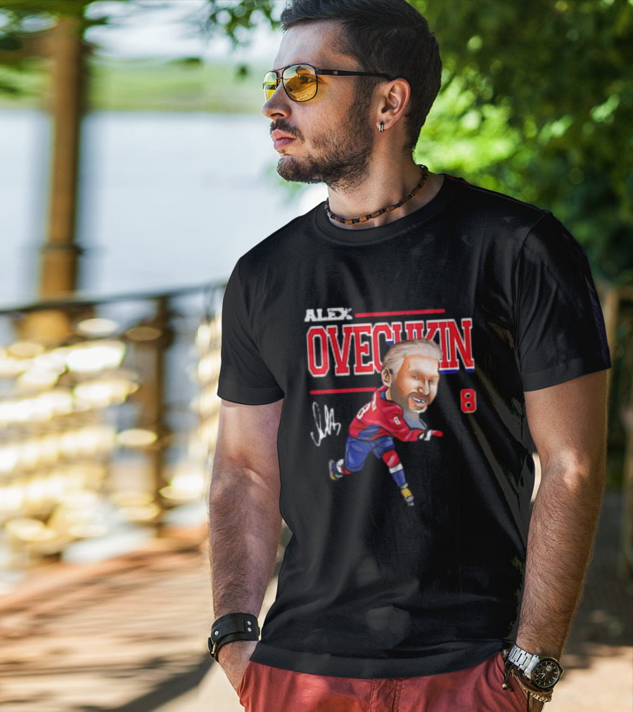 Alex Ovechkin Washington Capitals NHL Vintage Cartoon Signature 8 T-Shirt