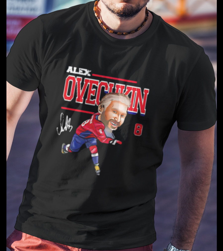 Alex Ovechkin Washington Capitals NHL Vintage Cartoon Signature 8 T-Shirt