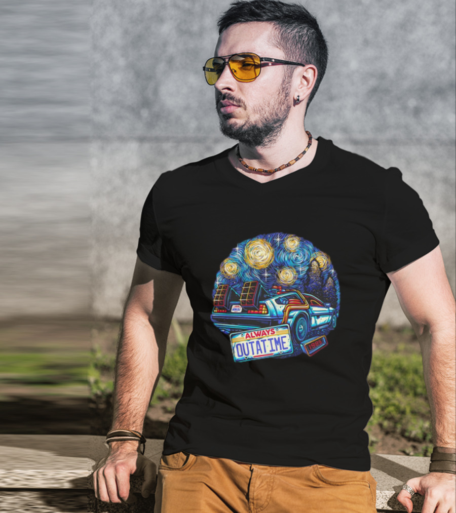 Always Outatime Back To The Future 1985 Van Gogh Style Car T-Shirt