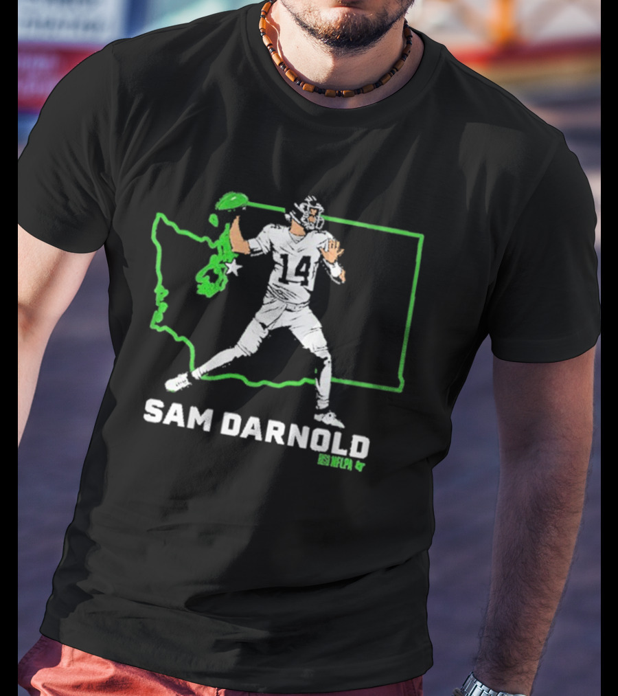 Sam Darnold Number 14 Quarterback Washington State Outline Seattle T-Shirt