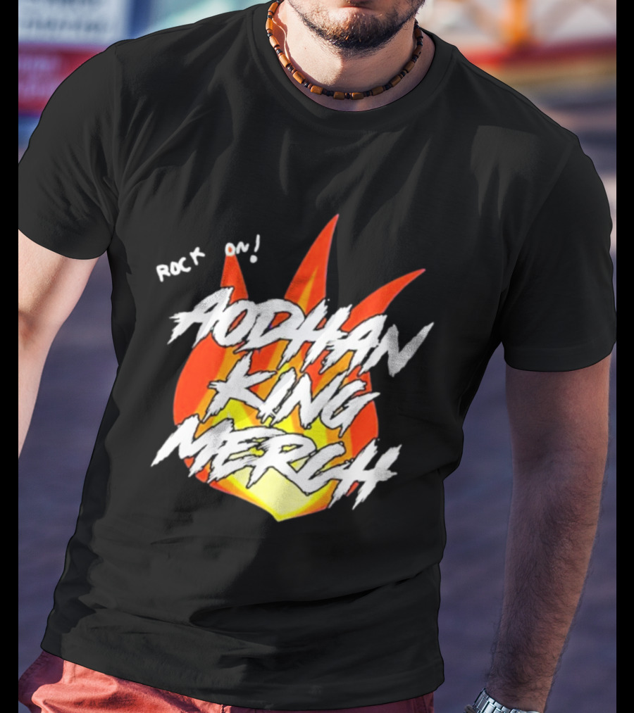 Aodhan King Rock On Flames Merch T-Shirt