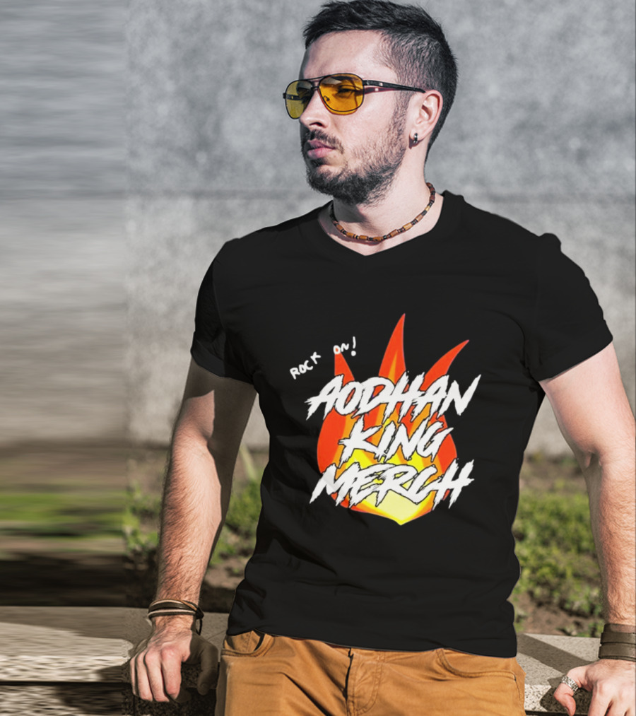 Aodhan King Rock On Flames Merch T-Shirt