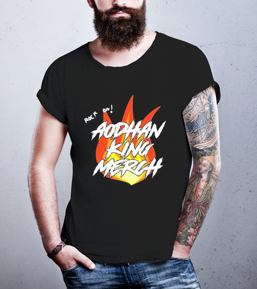 Aodhan King Rock On Flames Merch T-Shirt