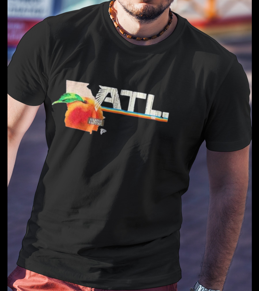 ATL Atlanta Falcons 2025 NFL Draft Peach Georgia Map Icon T-Shirt