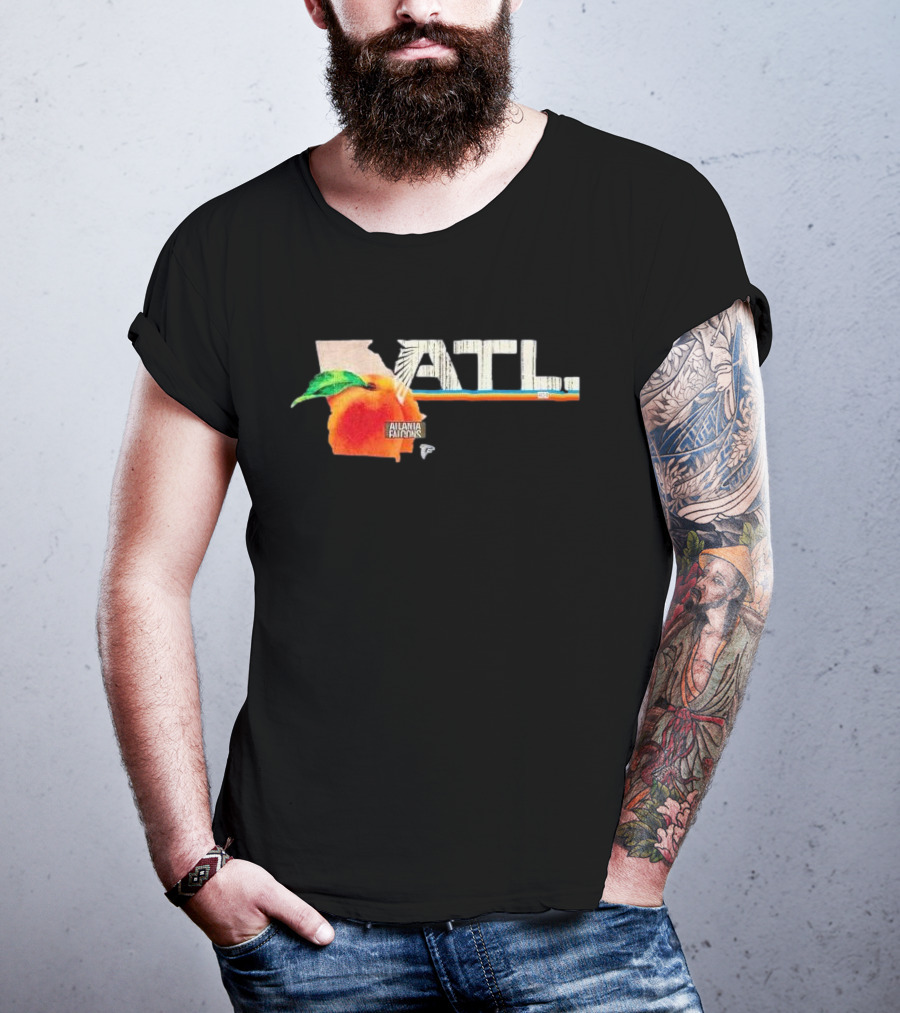 ATL Atlanta Falcons 2025 NFL Draft Peach Georgia Map Icon T-Shirt