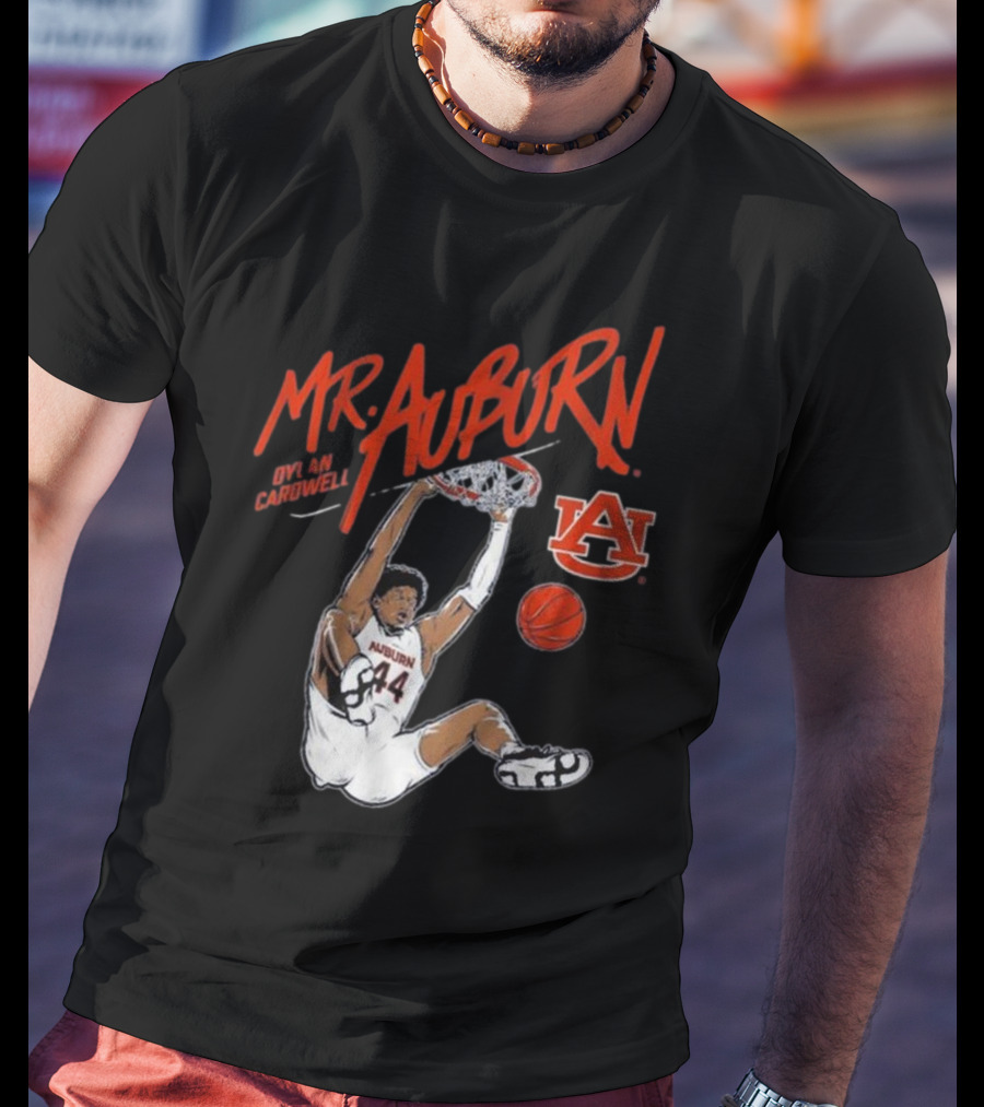 Auburn Basketball Dylan Cardwell Mr. Auburn Slam Dunk Graphic T-Shirt