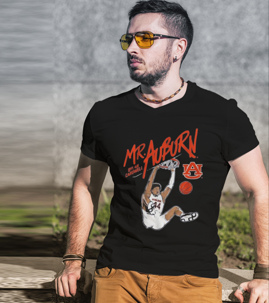 Auburn Basketball Dylan Cardwell Mr. Auburn Slam Dunk Graphic T-Shirt