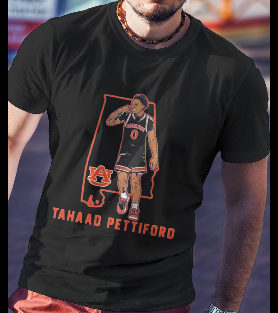 Auburn Basketball Tahaad Pettiford 0 Alabama Map T-Shirt