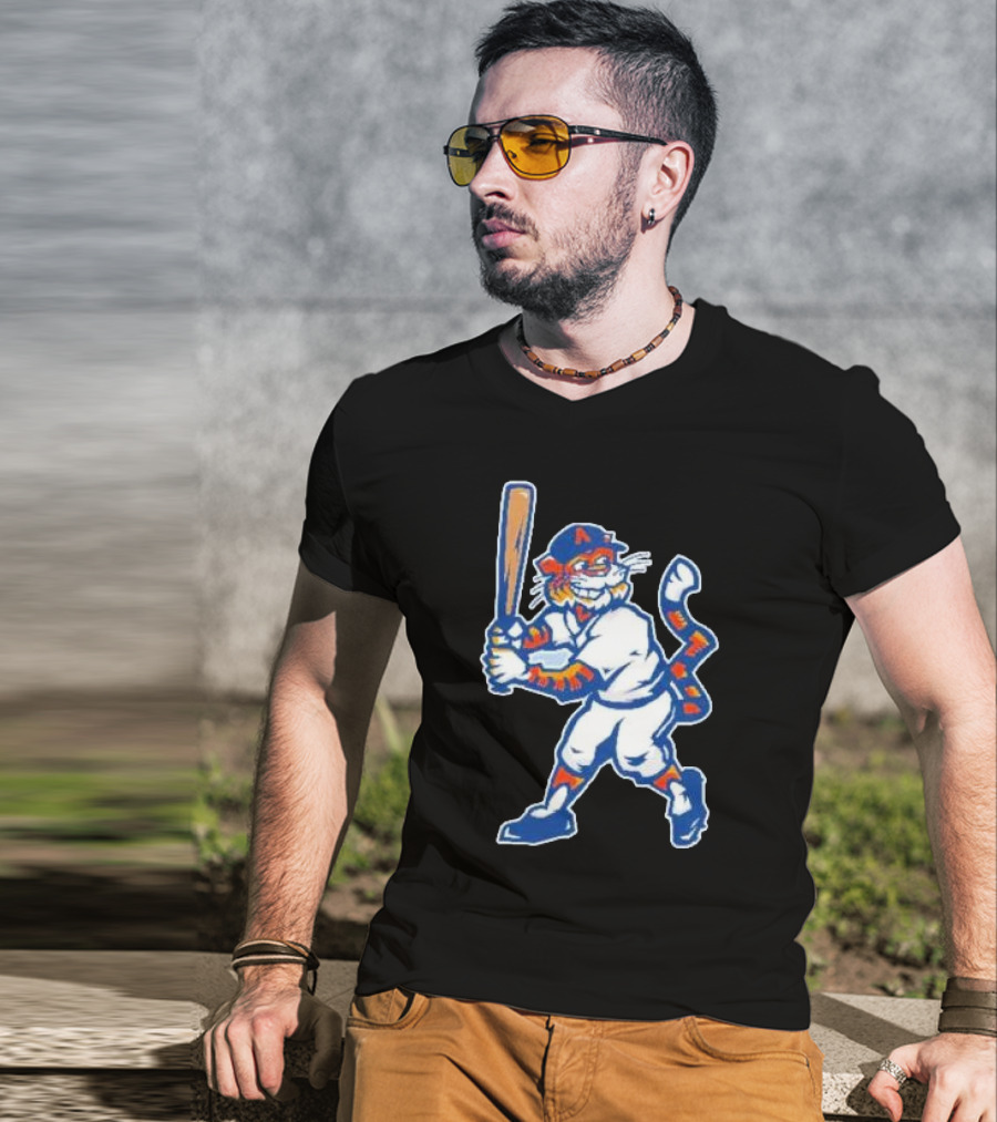 Auburn Tigers Aubie Baseball Mascot Holding Bat T-Shirt