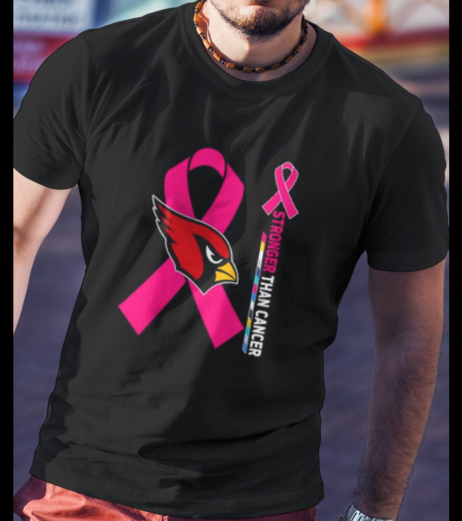 Arizona Cardinals Stronger Than Cancer Awareness Pink Ribbon T-Shirt