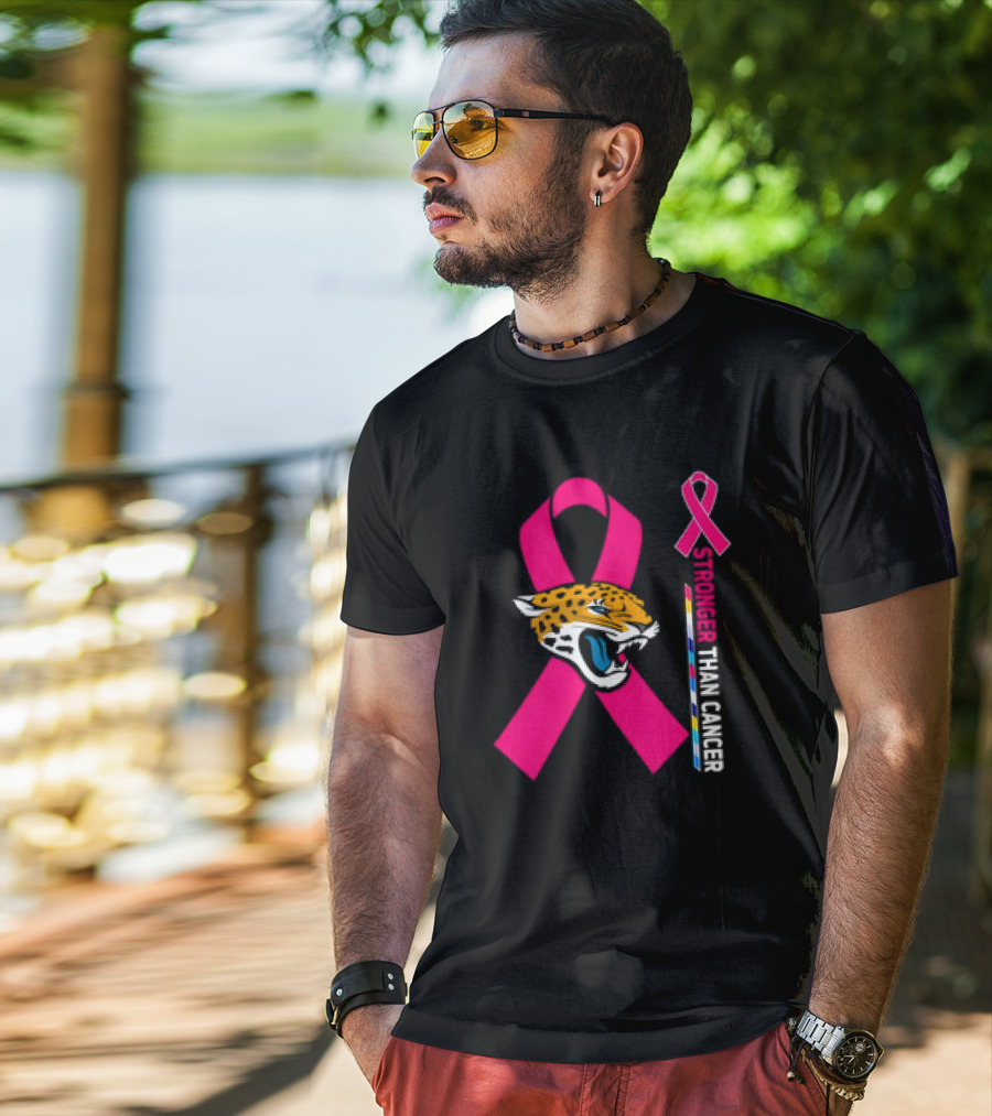 Awareness Stronger Than Cancer Pink Ribbon Jacksonville Jaguars T-Shirt