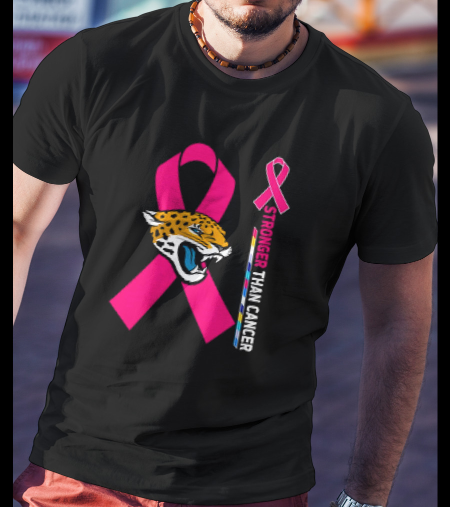 Awareness Stronger Than Cancer Pink Ribbon Jacksonville Jaguars T-Shirt