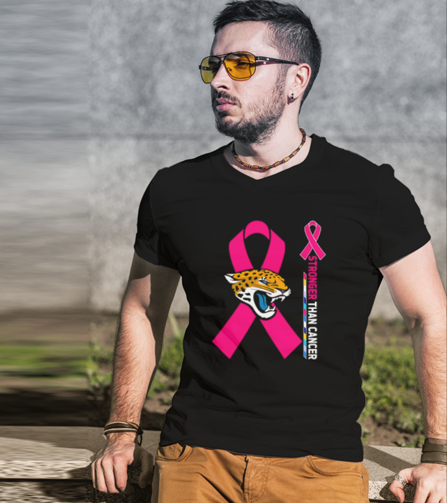 Awareness Stronger Than Cancer Pink Ribbon Jacksonville Jaguars T-Shirt