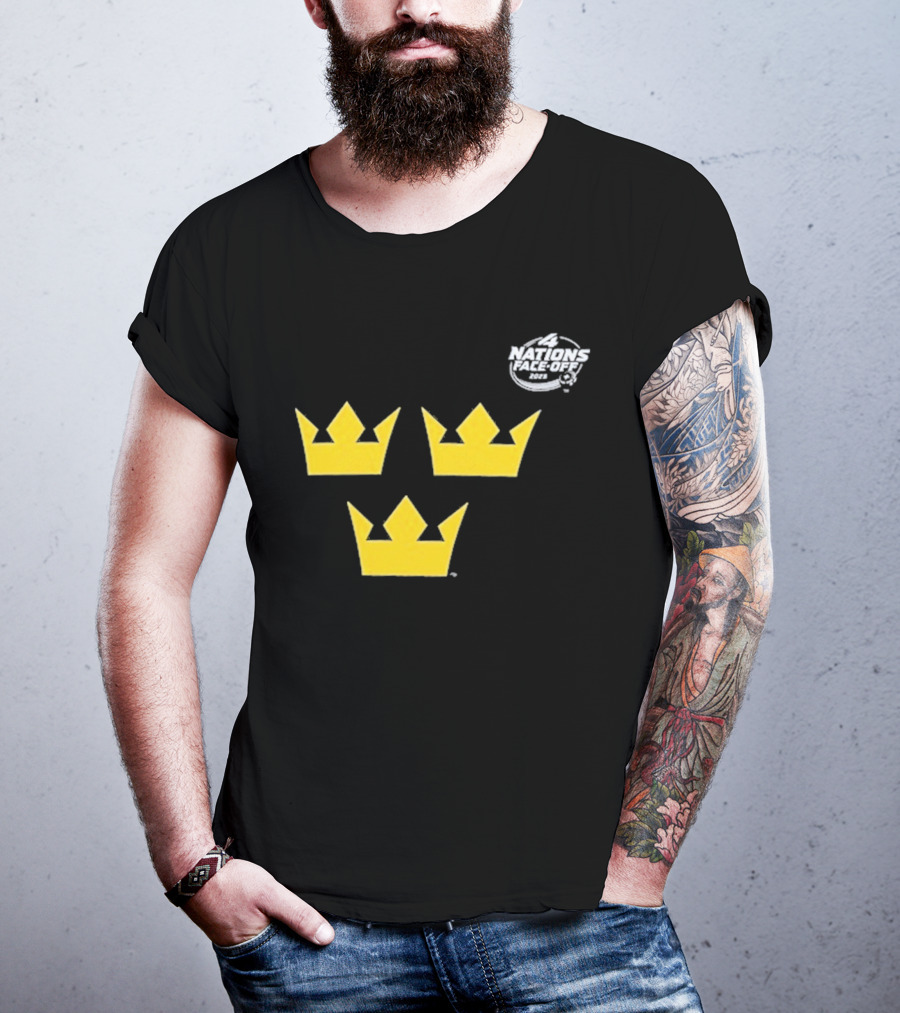 Awesome Sweden 2025 4 Nations Face-Off Primary Tre Kronor Yellow Crowns T-Shirt