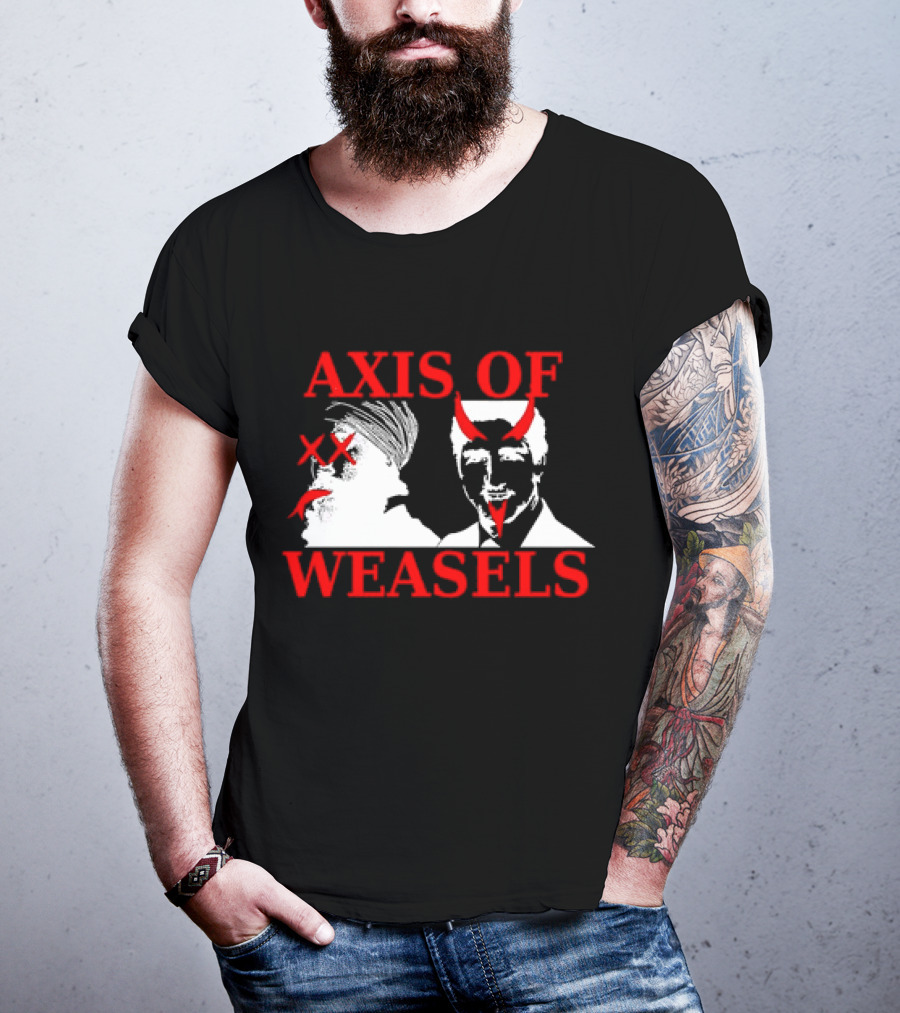 Axis Of Weasels Political Satire Parody With Two Men And Devil Horns T-Shirt