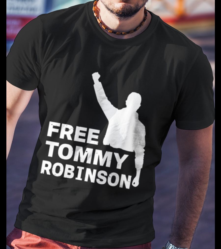 Free Tommy Robinson Activist Silhouette Fist Raised T-Shirt
