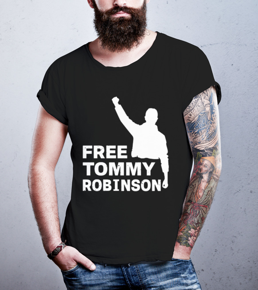 Free Tommy Robinson Activist Silhouette Fist Raised T-Shirt