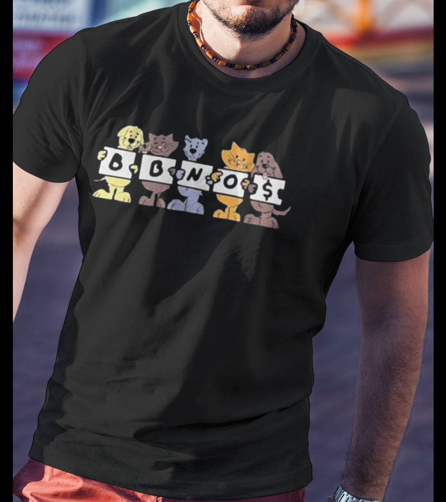 Bbnos Embroidered Pet Animals Holding Letters T-Shirt