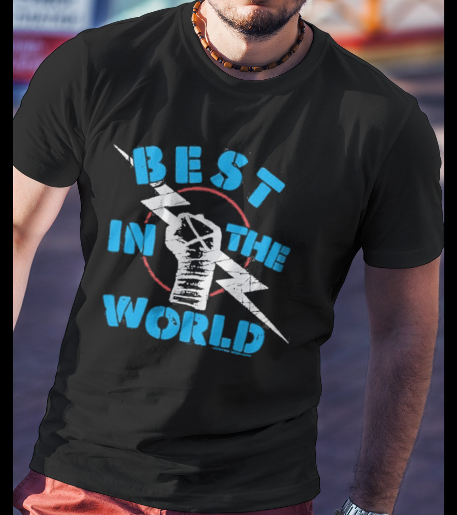 Best In The World Fist Lightning Bolt Circle T-Shirt